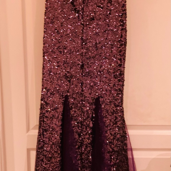 Purple sequin long evening gown - Picture 6 of 11